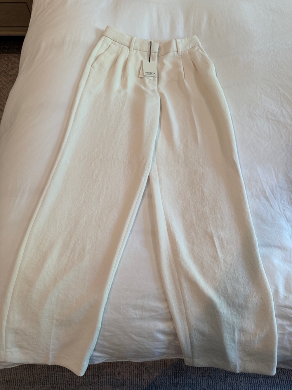 Aritzia Cream Wide-Leg Trousers